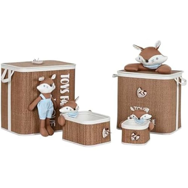 Vasketøjskurv - HOME ESPRIT - Flerfarvet - 44 x 45 x 34 cm - Til børn - 4 stk. Flerfärgad