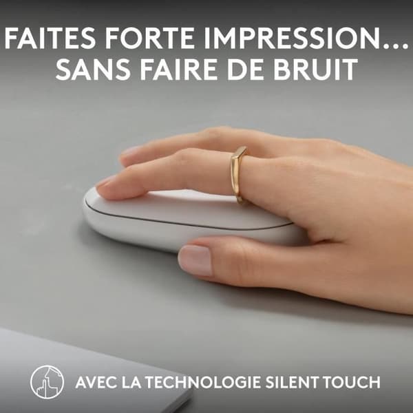 Mus - Trådlös - Logitech - Pebble Mouse 2 M350s - Vit