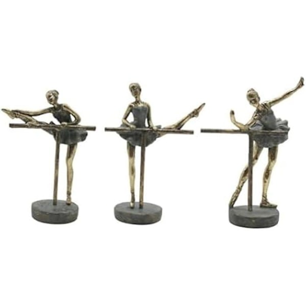 Dekorativ statyett - HOME ESPRIT - Ballerina - Golden Grey - 14 x 8 x 20 cm - Set med 3 enheter Flerfärgad
