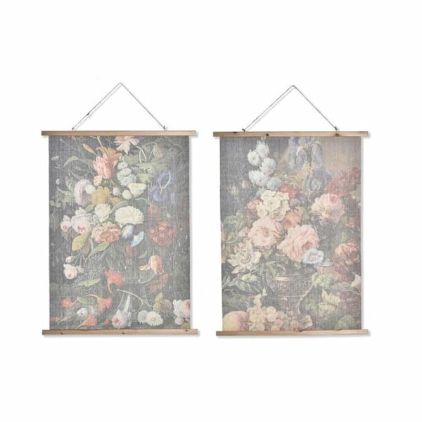 Ram med moderna blommor DKD Home Decor 75x2x100 cm (x2) mångfärgad