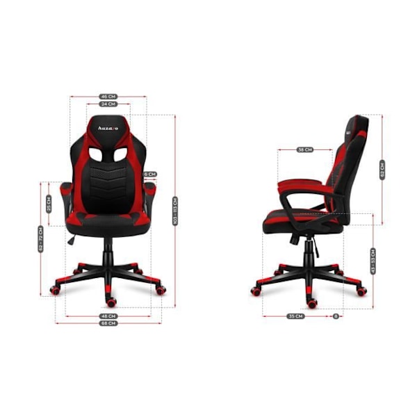 Gaming Stol - HUZARO - FORCE 2.5 - Röd - Ergonomisk - Höjdjusterbar röd svart