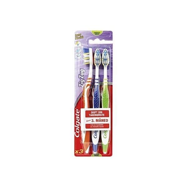 Colgate ZigZag Medium tandbørste (3-pak)