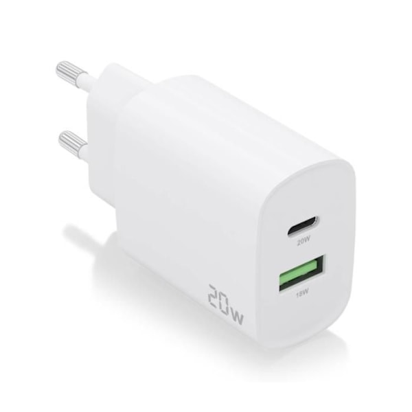 AISENS OPLADER 20W 1XUSB-C PD3.0 1XUSB-A QC3.0 HVID Hvid