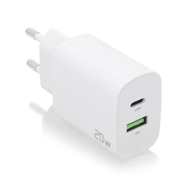 Laddare - AISENS - 20W - 1x USB-C PD3.0 - 1x USB-A QC3.0 - Vit Vit