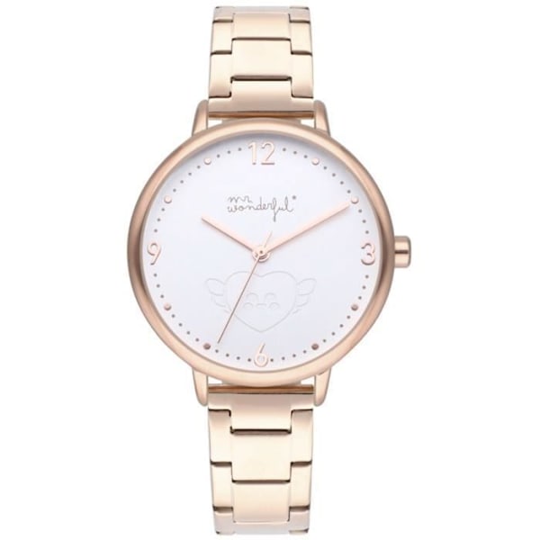 Kvindeur - MR WONDERFUL - SKIN OG SMIL - Quartz - Analog - Rustfrit stål Rosa, Vit