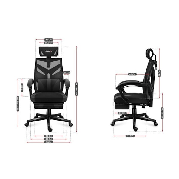 Gaming stol HUZARO COMBAT 5.0 Sort, Højdejusterbar, Kontorstol, Lændestøtte, Fodstøtte, Hovedpude, Pc gaming svart