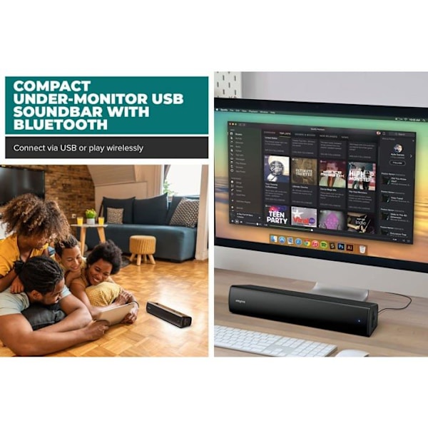 Creative Stage Air V2 Kompakti näytön alla oleva USB Soundbar Bluetoothilla®