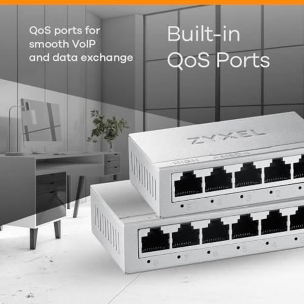 Zyxel Switch Ethernet GS-108B v5 8-porttinen Gigabit ei-hallittava kotiverkkoon