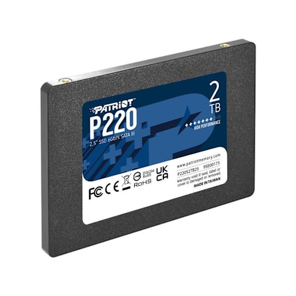 SSD PATRIOT MEMORY P220 2TB 2,5'' 2000 GB SERIAL ATA III - Kapacitet 2000 GB - Overførselshastighed 550 MB/s