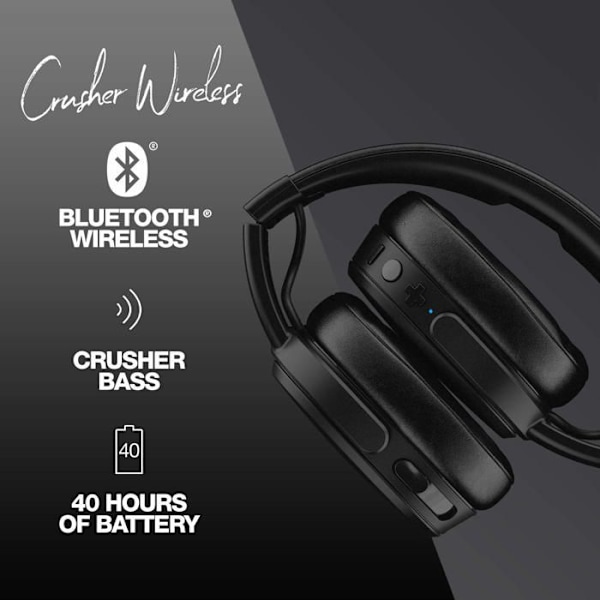 Bluetooth hovedtelefoner - SKULL CANDY - CRUSHER BT - Sort - Stereo haptiske bas - 4 timers batterilevetid