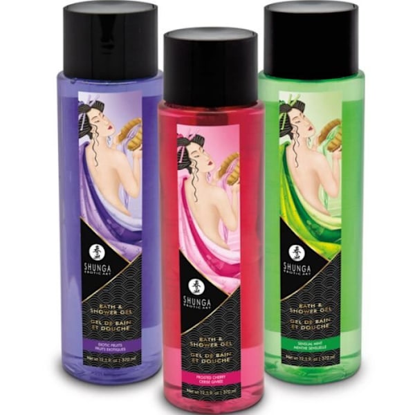 Bade- og brusegel - SHUNGA - Frostet Kirsebær - 370 ml - Vegansk - Følsom Hud