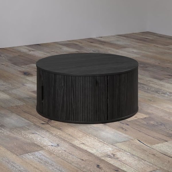 "Bordbord - Rund - I MDF - Sort - Essentiel - Diameter 80 cm Højde 36 cm - RONIN" grå ek