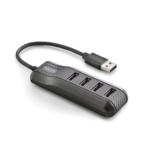 NGS PORT 2.0 - USB 2.0 4-portars Ultra Slim Splitter Data Hub - Kompatibel med alla operativsystem