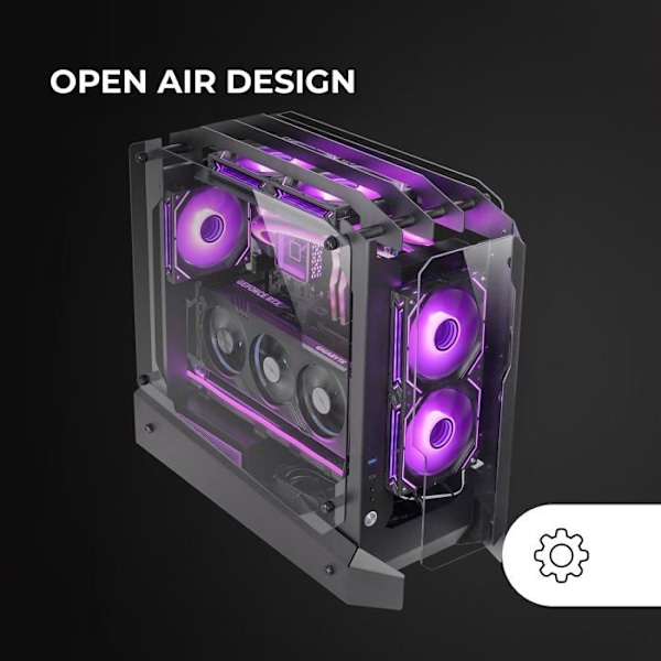 Gaming ATX kabinet - Mars Gaming - MC-EDGE - Open Air design - Triple hærdet glas panel - USB-C og USB 3.0
