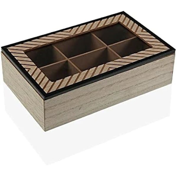 Dekorativ æske Versa Cohen Wood Minimalistisk MDF Træ (17 x 7 x 24 cm) - Flerfarvet - 3D Stærk snackholder Flerfärgad