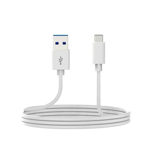 Datakabel, anslutning från USB-C (M) till USB-A (M) DCU i vit färg och längd 2 m