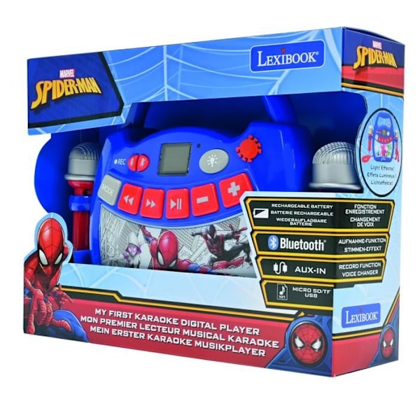 Bluetooth højtaler Spider-Man med lys effekter og mikrofoner Flerfarvet