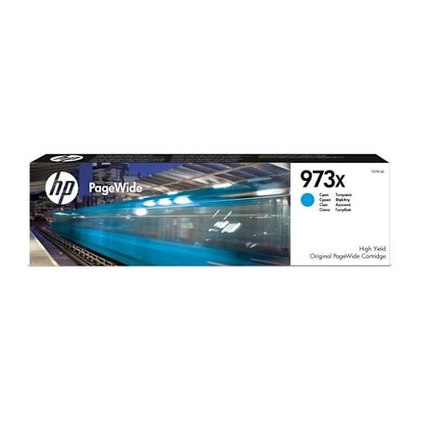 HP 973X original højtydende cyan PageWide blækpatron (F6T81AE) til HP PageWide Pro 452/477/552/577