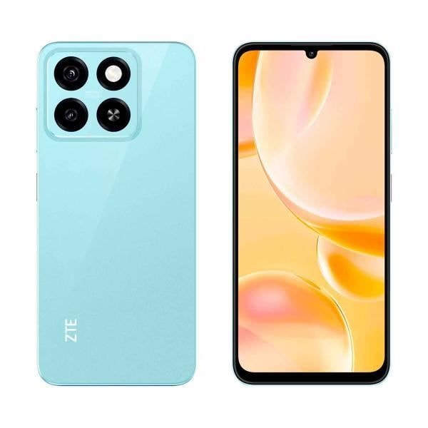 ZTE Blade A55 -älypuhelin Blue Water värillä, 6,75" 90 Hz Full HD+ -näyttö, 1080 x 2400 pikseliä, 8 Gt RAM DDR4 + 64 Gt eMMC ja