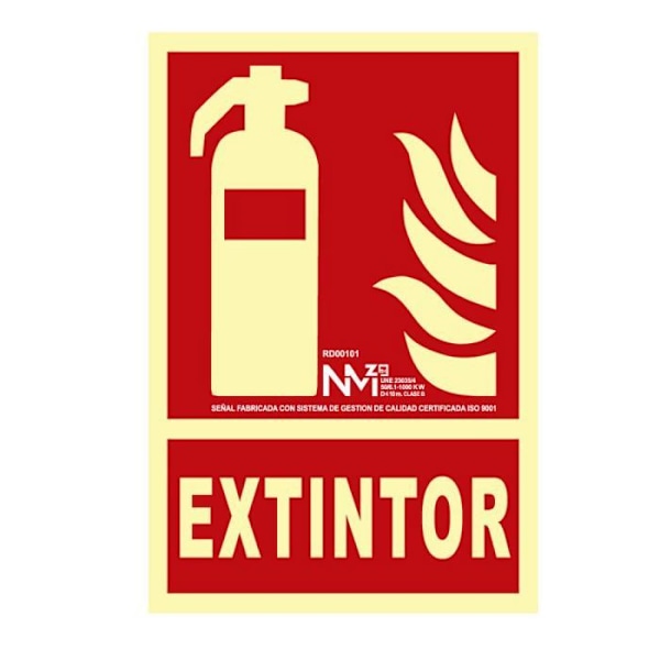 Normaluz - RD00101 - Senal Luminiscente Extintor Homologada de Alta Calidad, 21x30 cm, luokan B PVC 0,7 mm