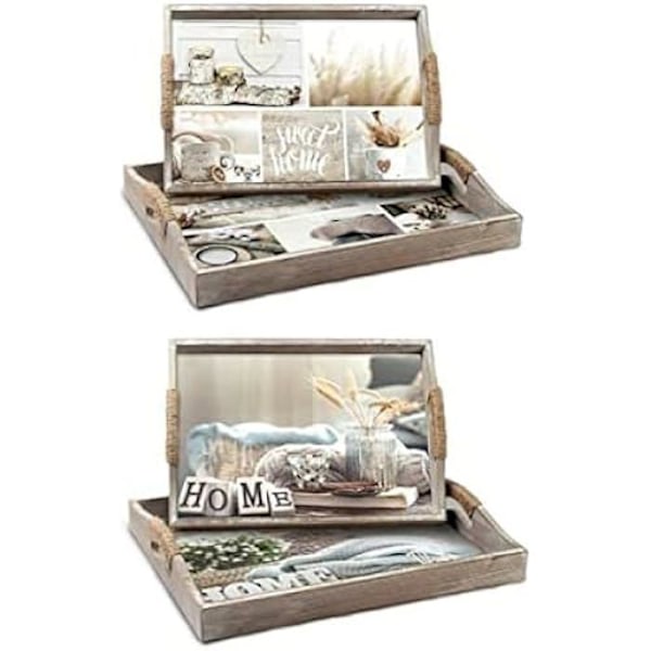 Set med brickor - DKD Heminredning - Beige - MDF Trä - 63 x 42 x 43 cm - Rektangulär Beige