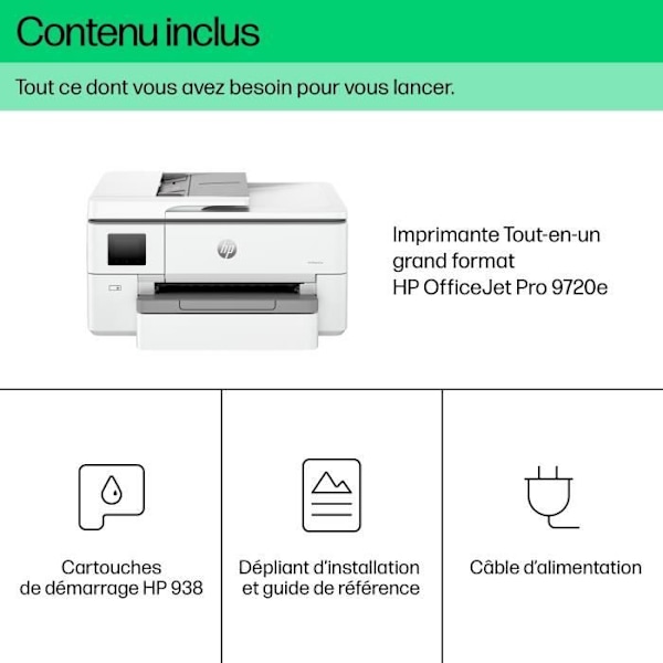 HP OfficeJet Pro 9720e A3 Multifunktionsprinter med tosidet print, 3 måneders Instant Ink inkluderet med HP+