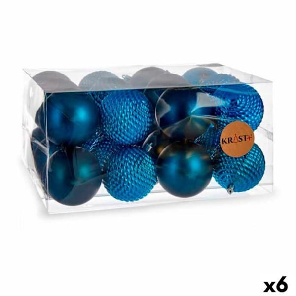 setti sinisiä muovisia joulupalloja ø 8 cm (6 kpl)