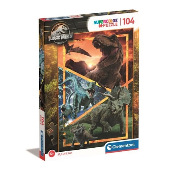 CLEMENTONI Palapeli 104 kappaletta Jurassic World Super Color, 6-vuotiaille ja yli Ljusa och attraktiva färger