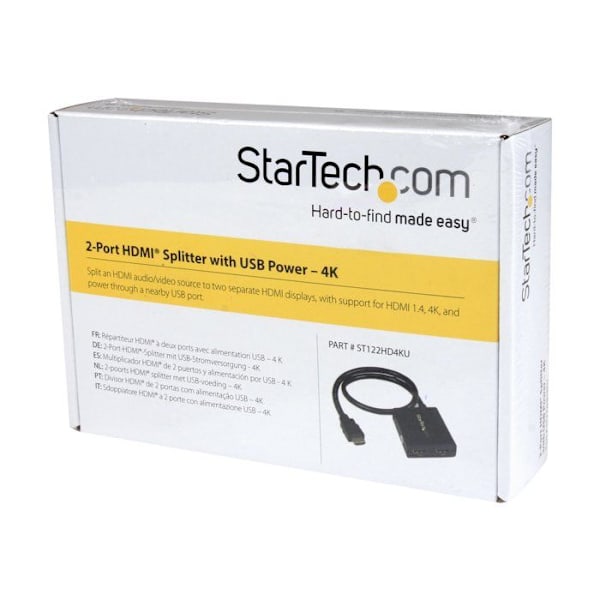 2 Port 4K HDMI Video Splitter drevet af USB - 2 Port 4K HDMI Splitter drevet af USB eller Adapt. Strømforsyning