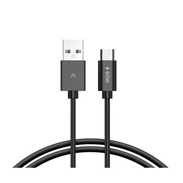 KSIX BCL201ACN data- og ladekabel i sort farve. Understøtte USB 3.0-revolutionen med KSIX USB-A til USB-C-kablet
