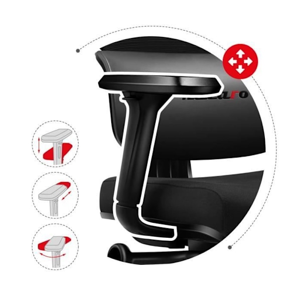 HUZARO Combat 7.0 ergonomisk spelstol - Svart - Justerbar i höjdled - Svankstöd - Nackstöd svart