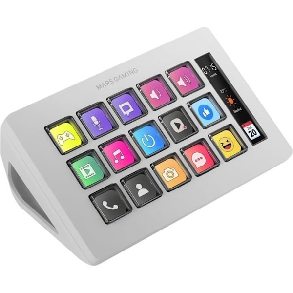 Kontrol Deck - Mars Gaming - MSD-One - 15 Tilpassede LCD-taster - Forstørret LCD-skærm - Windows og MacOS