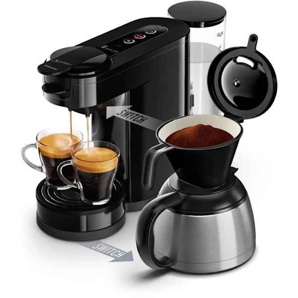 Kaffemaskin för kapsel - PHILIPS - SENSEO SWITCH HD6592/65 - Intensiv svart Svart