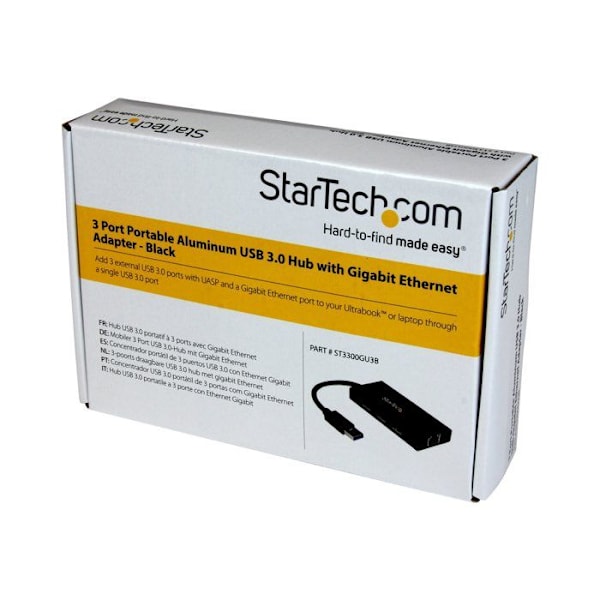 USB 3.0 - STARTECH - ST3300GU3B - 3 liitintä - Gigabit Ethernet - Alumiini musta