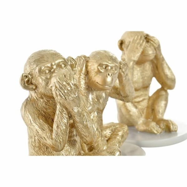 Dekorativ figur - dkd boligindretning - Tropiske aber - 10,5 x 10,5 x 18,5 cm - Harpiks - 3 stk. Guld, vit