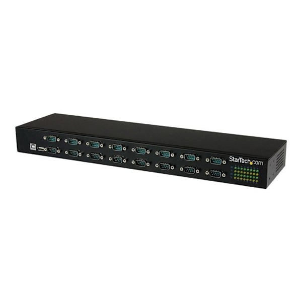 USB-sarjakeskitin - STARTECH - USB-16x DB9 RS232 -sovitin - Telineeseen asennettava - FTDI - Musta