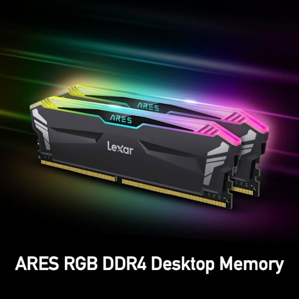 Lexar PC RAM-muisti DIMM DDR4 Ares RGB PC4-28800 (3600 Mhz) - musta - 32 Gt (2x16 Gt)