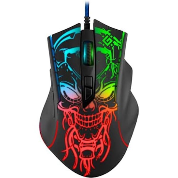 Kablede optisk mus til spil DEFENDER GM-928 Bulletstorm 7200 DPI 7 baggrundsbelyste knapper Sort