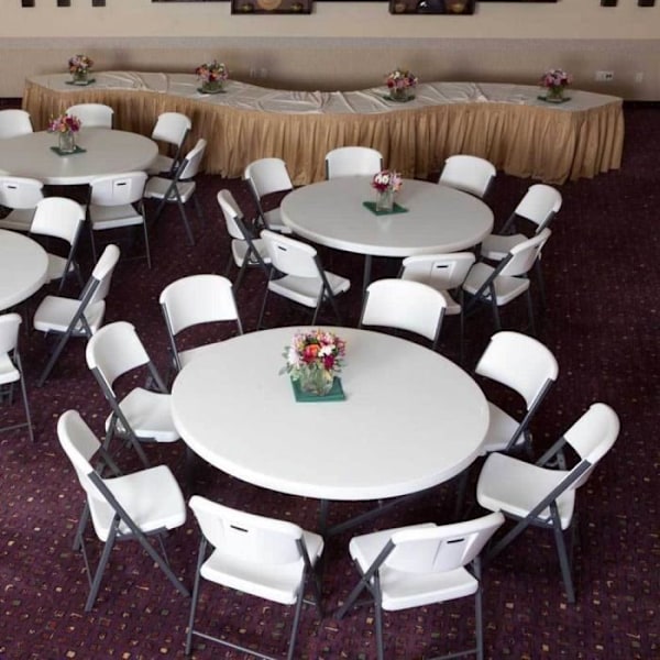 Foldable table - LIFETIME - Diameter 152cm - 6 to 8 people - Polyethylene - 10 years warranty Beige