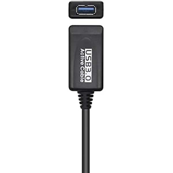 AISENS A105-0525 USB 3.0 -jatkokaapeli vahvistimella, tyyppi A/M-A/H, musta 5,0 m