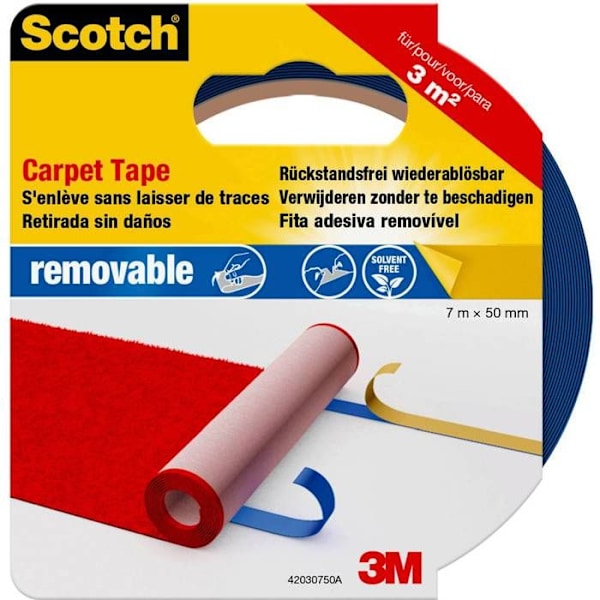 Aftageligt tape - Scotch - 50 mm x 7 m - Sort - Unisex - Tæppe blå