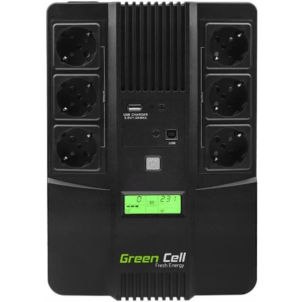 Extern Green Cell-omvandlare - UPS USV 600VA - Linje-interaktiv AVR - USB/RJ45 Svart