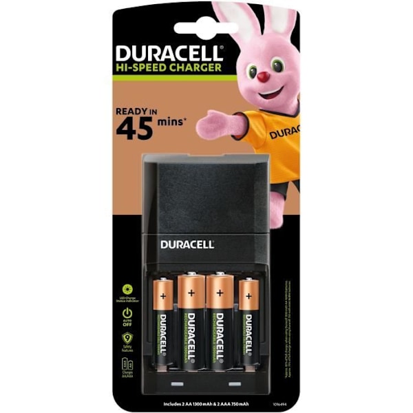 Duracell batterioplader 45min oplader til 4 AA/AAA batterier Sort