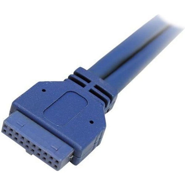 USB 3.0 IDC - 2-porttinen USB A -levysovitin - 20-nastainen sisäinen USB 3.0 - 2x upotettu USB A -sovitinkaapeli Sininen, Ruostumaton teräs