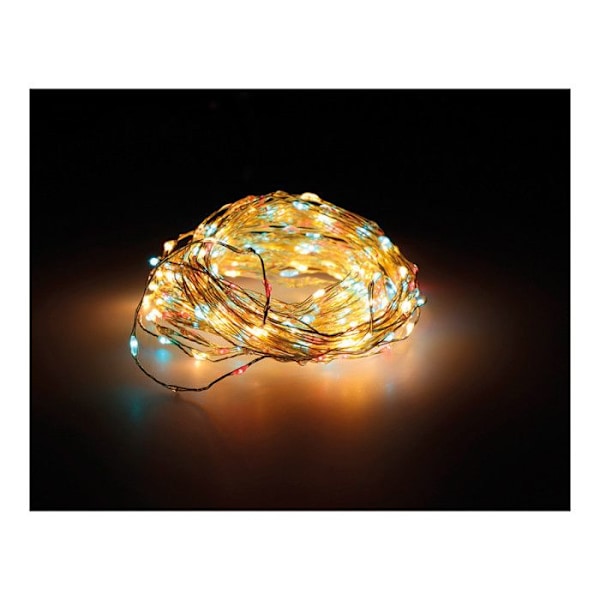 Extra tät Micro Led Garland Guld Flerfärgad Blinkande - GENERISK - 14m 567l Silverkabel