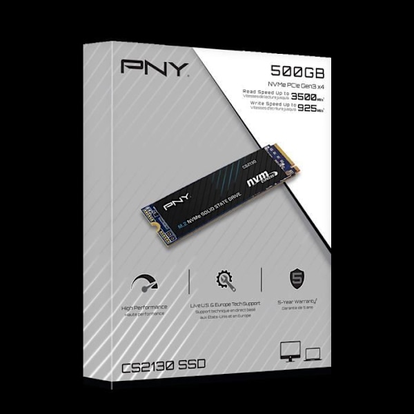 PNY – Sisäinen SSD-asema – CS2130 – 500 Gt – M.2 NVMe (M280CS2130-500-RB)