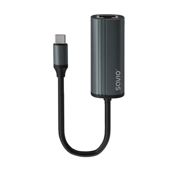 SAVIO USB-C 3.1 Gen.1 (M) til RJ-45 Gigabit Ethernet (F), 1000 Mbps, grå - AK-56
