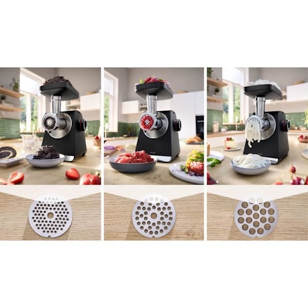 Hakkemaskine BOSCH Serie 6 MFWS650B - 500 W - 3,5 kg/mn - 3 hakkeskiver - Sort Svart
