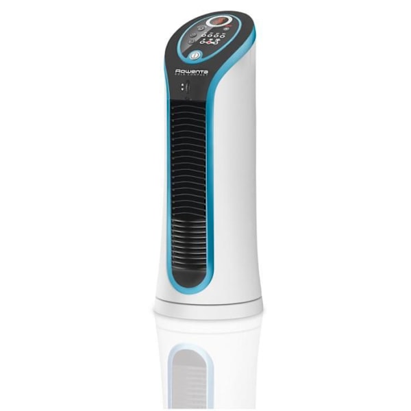 ROWENTA Tower ventilator, 3 hastigheder, 8 timers timer, Lydløs, Justerbart gitter, Automatisk svingning, Eole Compact VU6210F0 vitt och blått