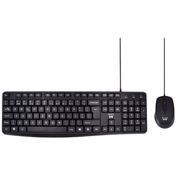 Tastatur og mus - Ewent - EW3007 - Sprøjtsikker - Justerbare fødder - USB - Sort Sort